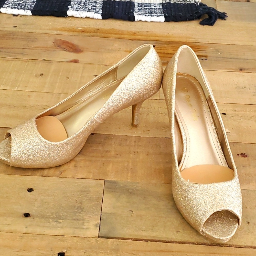 Gold heels, wedding heels, special occasion platform gold heel